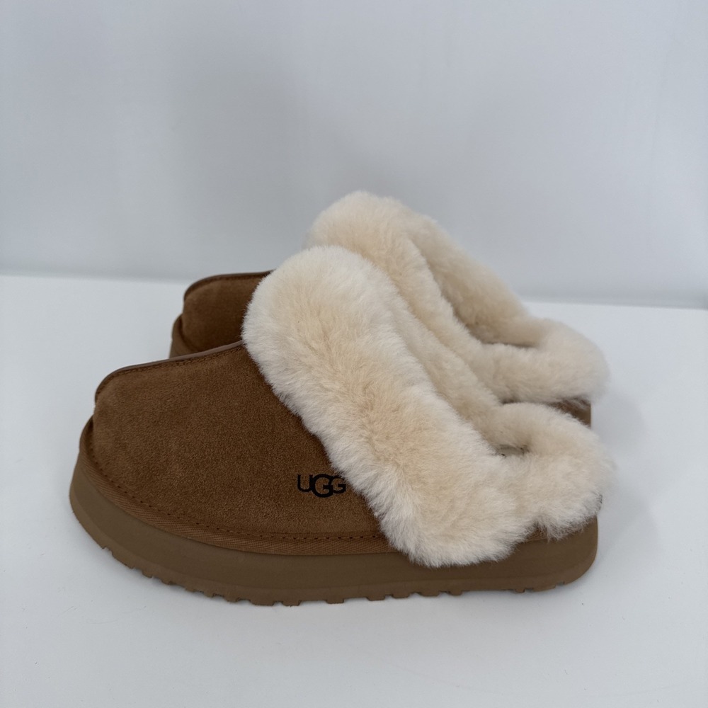 UGG Brand Disquette Platform Slippers Shoes Chestnut Size 7 NEW - Picture 3 of 10